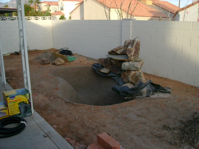 Backyard under construction in Las Vegas