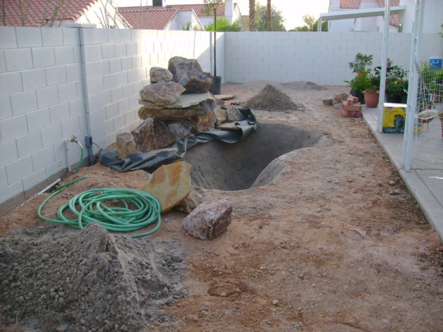 construction in a Las Vegas backyard