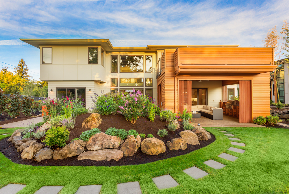 beautiful house with vibrant vegas landscape